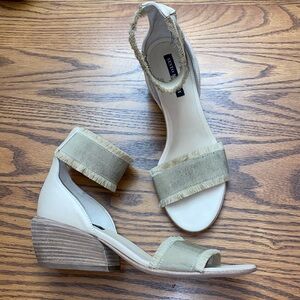 Near New Sesto Meucci Stretch Fringe Ankle Sandals Wedges Shoes 38.5 8